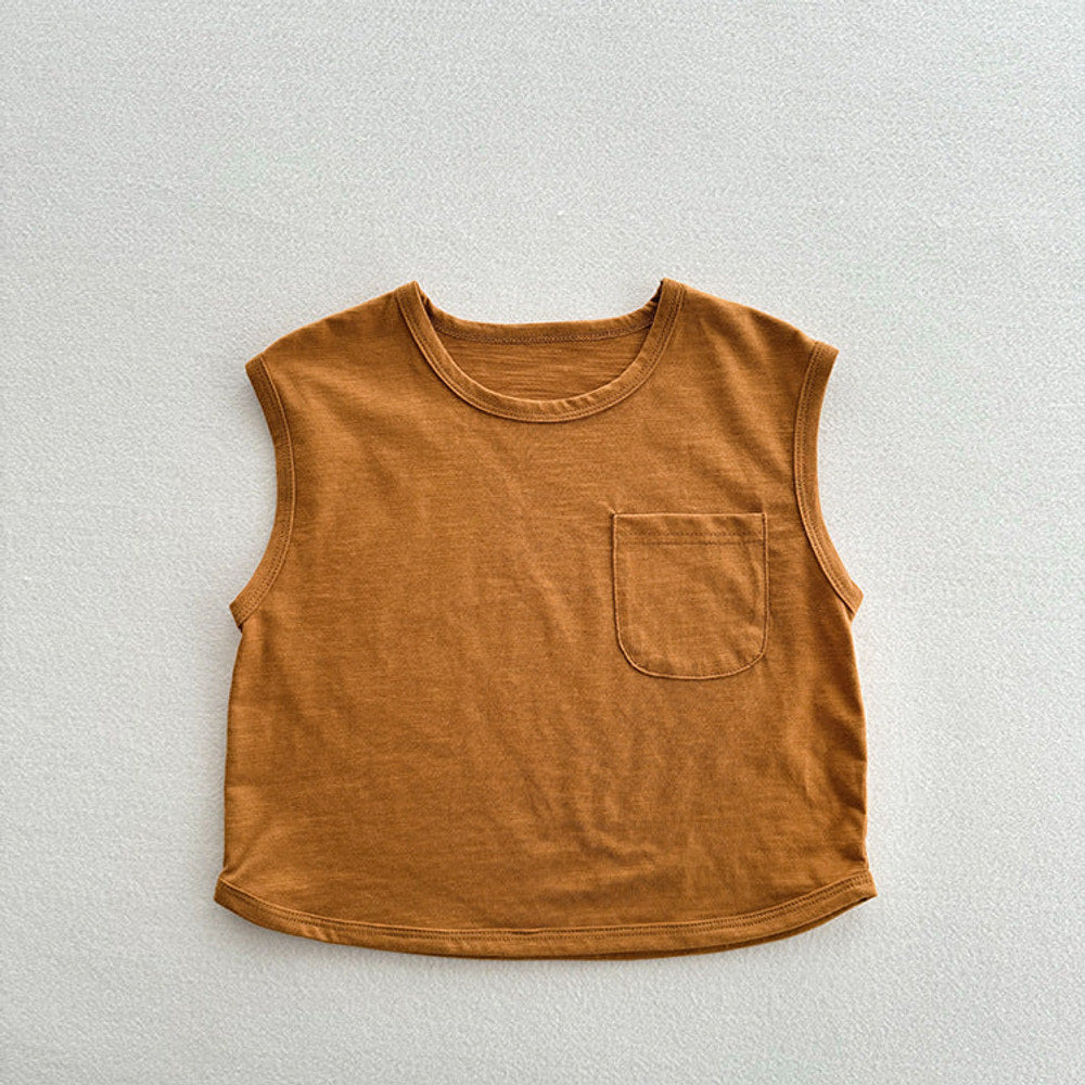 MyKids-USA® Refreshing Sleeveless Children’s Vest, Unisex Baby Bamboo Cotton Casual Pocketed Top