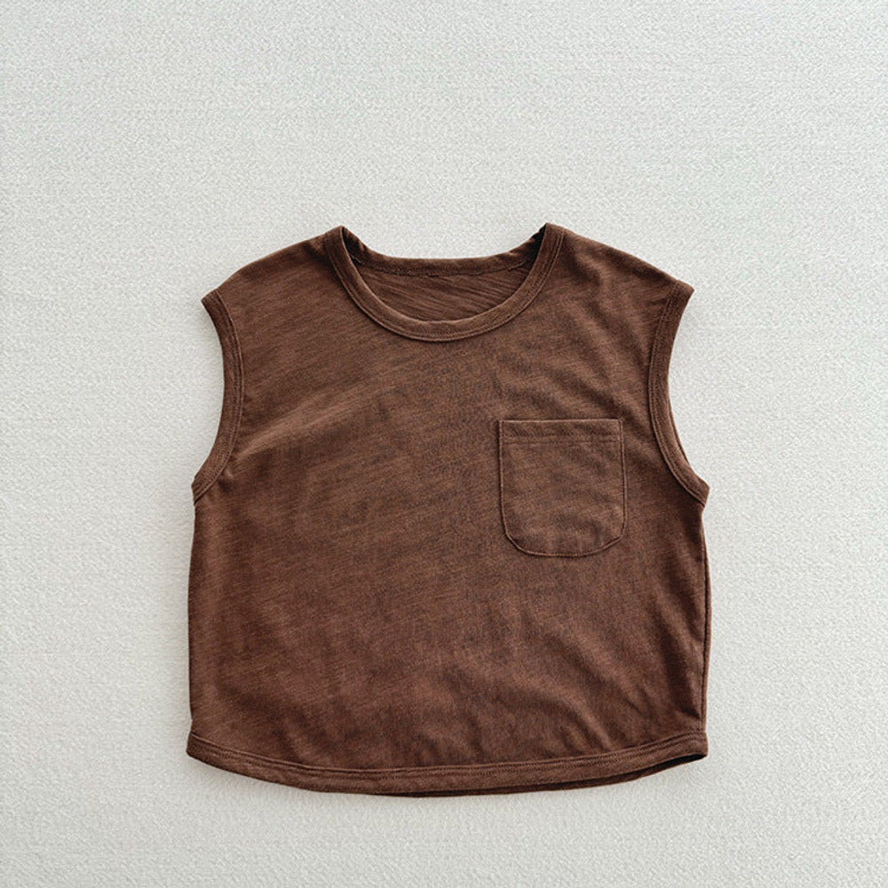 MyKids-USA® Refreshing Sleeveless Children’s Vest, Unisex Baby Bamboo Cotton Casual Pocketed Top