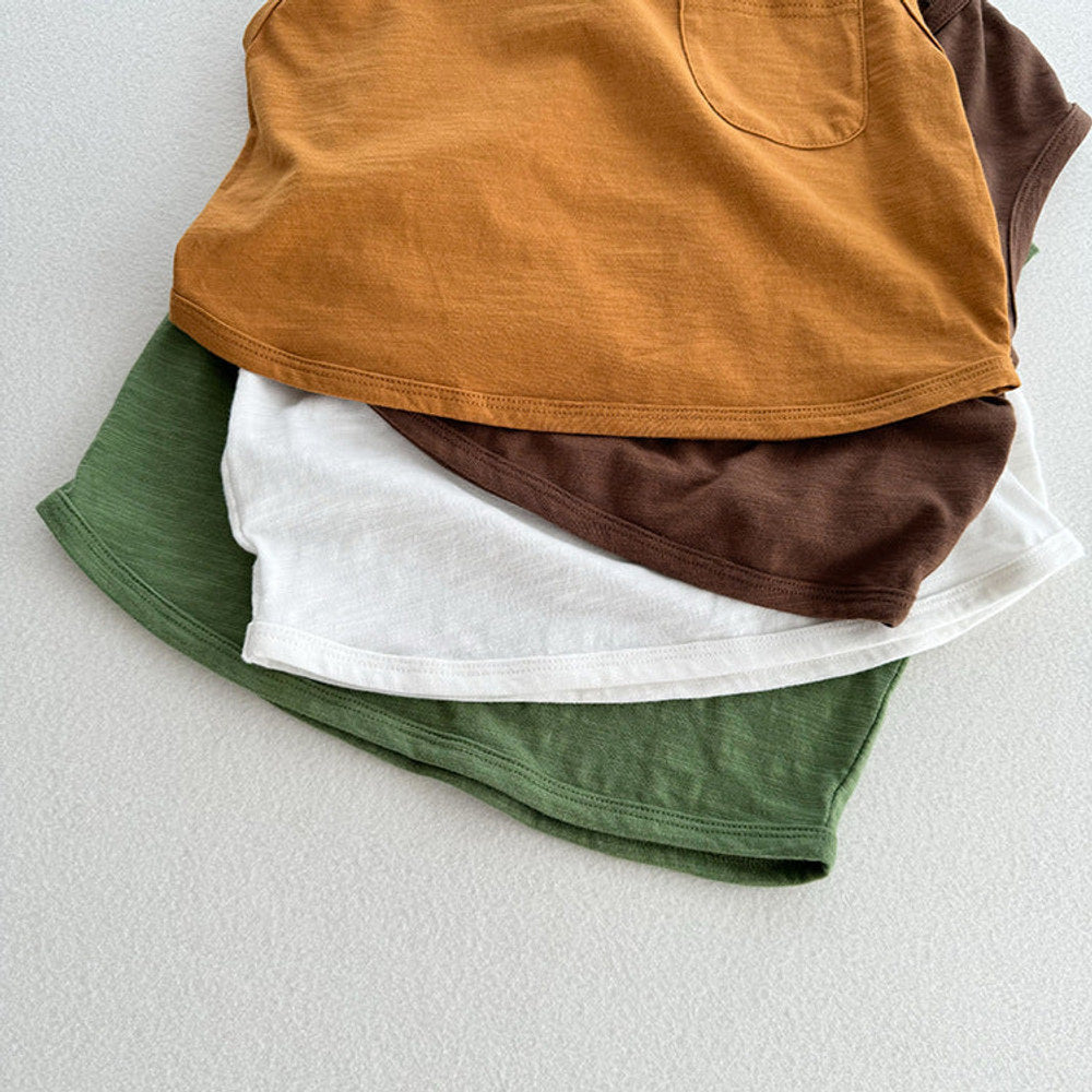 MyKids-USA® Refreshing Sleeveless Children’s Vest, Unisex Baby Bamboo Cotton Casual Pocketed Top