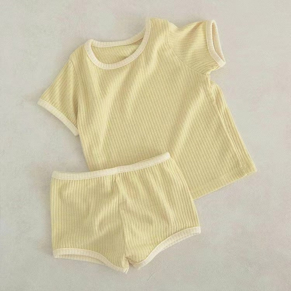 MyKids-USA® Baby Kids Unisex Casual Simple Versatile Short Sleeves Top And Shorts, Clothing Set