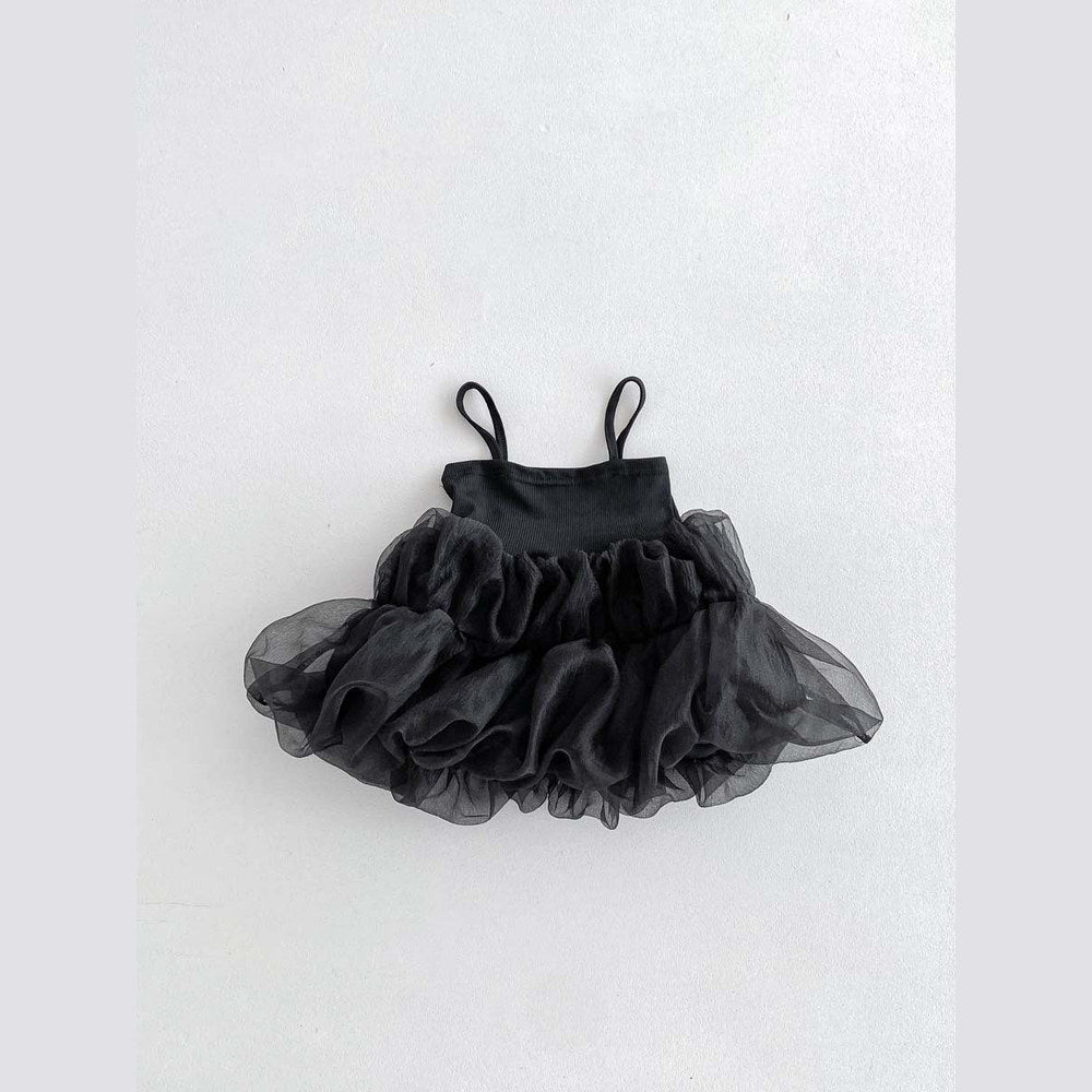 MyKids-USA® Baby Kids Girls Princess Sleeveless Thin Solid Color Lace Mesh Ruffle Strap Dress