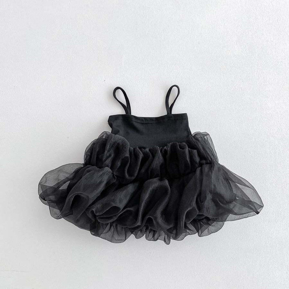 MyKids-USA® Baby Kids Girls Princess Sleeveless Thin Solid Color Lace Mesh Ruffle Strap Dress