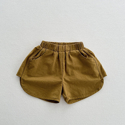 MyKids-USA® Unisex Casual Solid Color Cotton Shorts