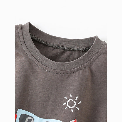 MyKids-USA® Baby Kids Girls Crab Cartoon Pattern Short Sleeves T-Shirt And Striped Shorts Casual Clothing Set