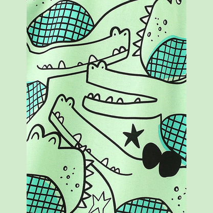 MyKids-USA® Baby Kids Unisex Alligator Animals Cartoon Pattern Short Sleeves T-Shirt And Shorts Casual Clothing Set