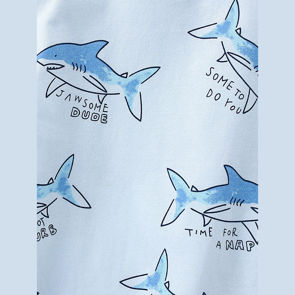 MyKids-USA® Baby Kids Unisex Marine Sharks Animals Cartoon Pattern Short Sleeves T-Shirt And Shorts Casual Clothing Set