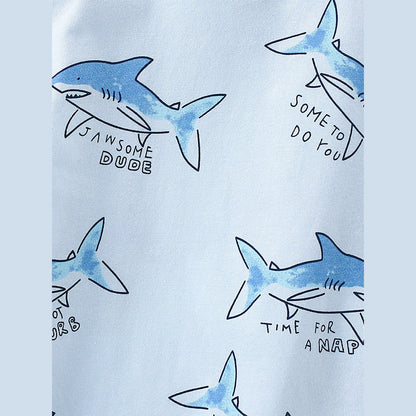 MyKids-USA® Baby Kids Unisex Marine Sharks Animals Cartoon Pattern Short Sleeves T-Shirt And Shorts Casual Clothing Set