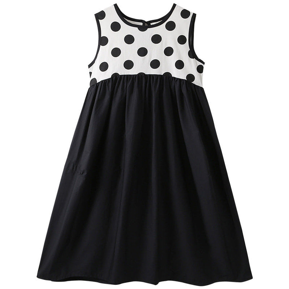 MyKids-USA® Kids Girls Fashion Style Polka Dots Sleeveless Color Patchwork Dress