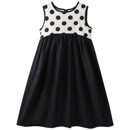 MyKids-USA® Kids Girls Fashion Style Polka Dots Sleeveless Color Patchwork Dress