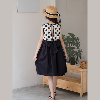 MyKids-USA® Kids Girls Fashion Style Polka Dots Sleeveless Color Patchwork Dress