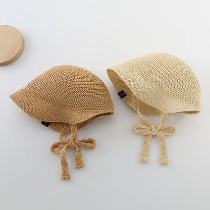MyKids-USA® Summer Trendy Straw Hat For Girls, Baby Girl Sun Hat, Thin And Hollowed-Out Design Fisherman Hat