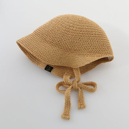 MyKids-USA® Summer Trendy Straw Hat For Girls, Baby Girl Sun Hat, Thin And Hollowed-Out Design Fisherman Hat