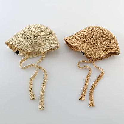 MyKids-USA® Summer Trendy Straw Hat For Girls, Baby Girl Sun Hat, Thin And Hollowed-Out Design Fisherman Hat