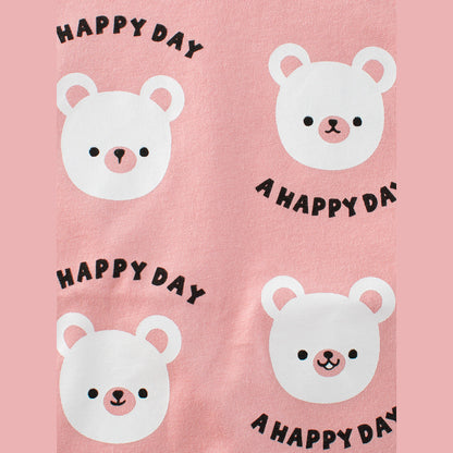 MyKids-USA® Teddy Bear Cartoon Print Color Patchwork Girls’ T-Shirt In European And American Style