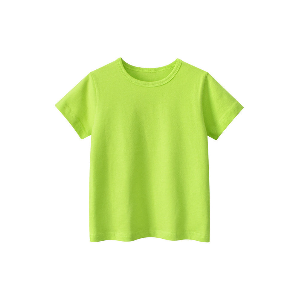 MyKids-USA® Baby Kids Unisex Solid Color Green T-Shirt In European And American Style
