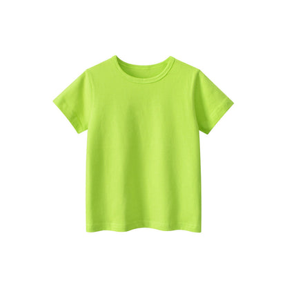 MyKids-USA® Baby Kids Unisex Solid Color Green T-Shirt In European And American Style