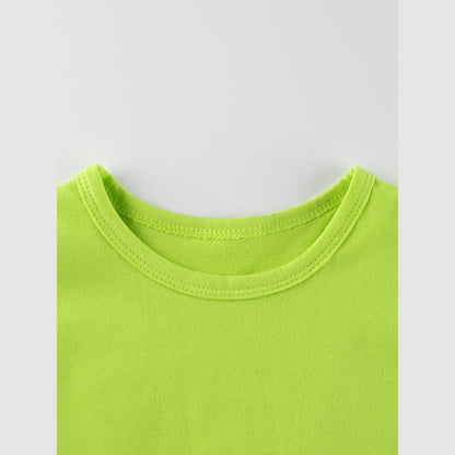 MyKids-USA® Baby Kids Unisex Solid Color Green T-Shirt In European And American Style