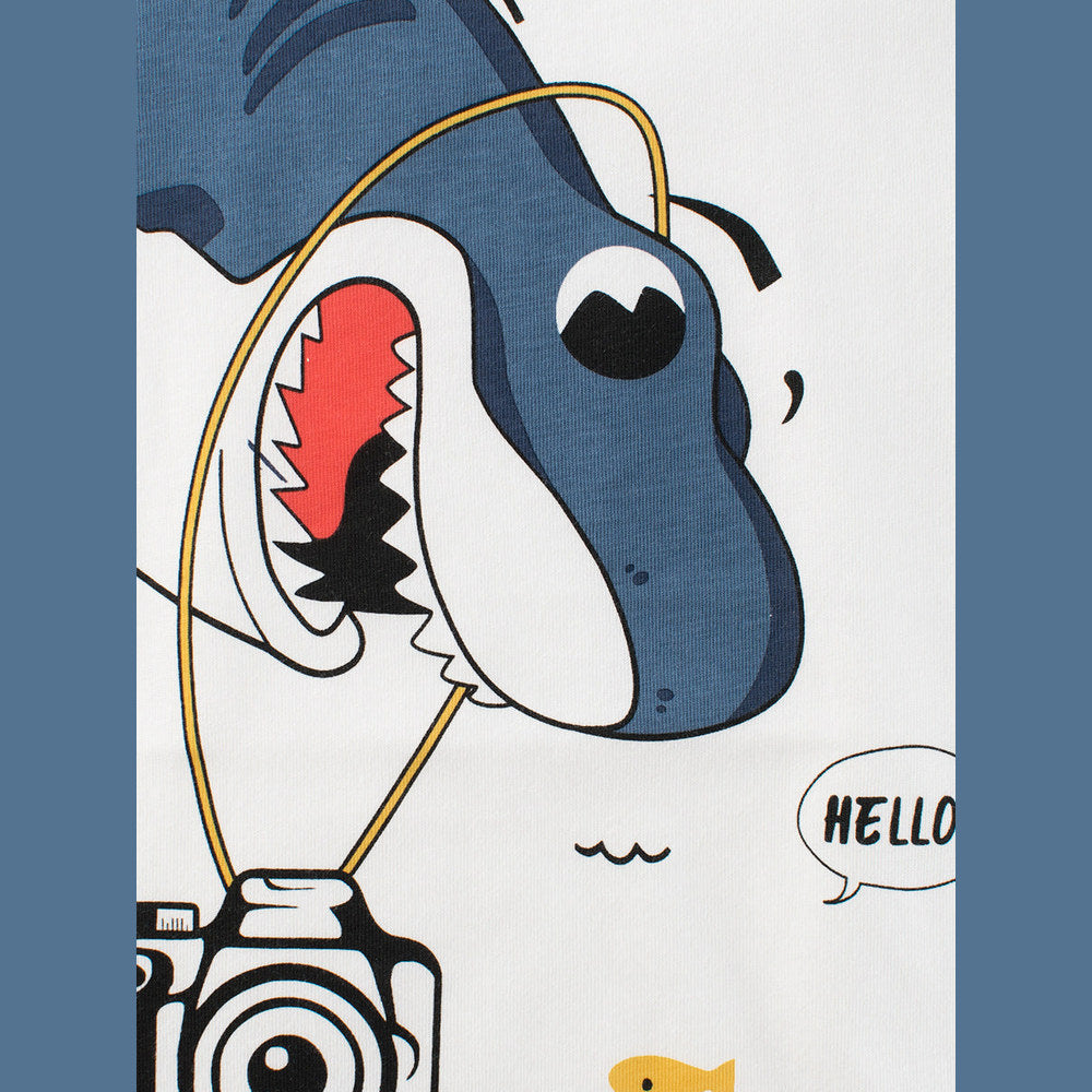 MyKids-USA® Boys’ Cartoon Shark Pattern T-Shirt In European And American Style