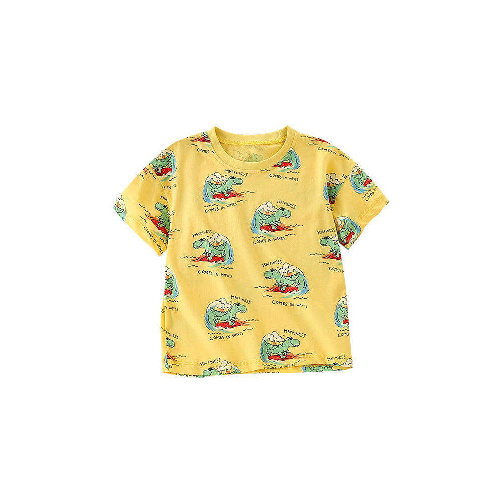 MyKids-USA® Boys’ Cartoon Dinosaur Pattern Short Sleeves T-Shirt In European And American Style