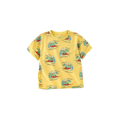 MyKids-USA® Boys’ Cartoon Dinosaur Pattern Short Sleeves T-Shirt In European And American Style