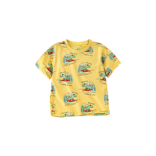 MyKids-USA® Boys’ Cartoon Dinosaur Pattern Short Sleeves T-Shirt In European And American Style For Summer
