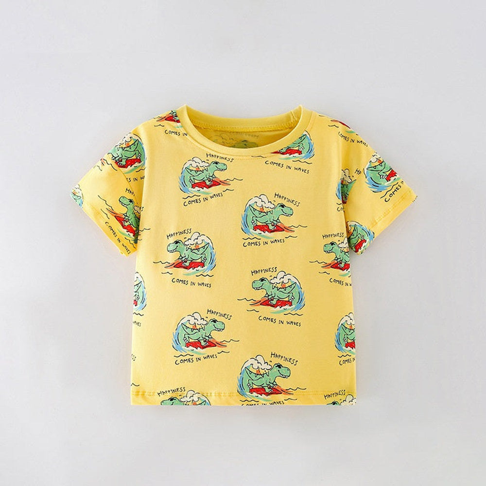 MyKids-USA® Boys’ Cartoon Dinosaur Pattern Short Sleeves T-Shirt In European And American Style