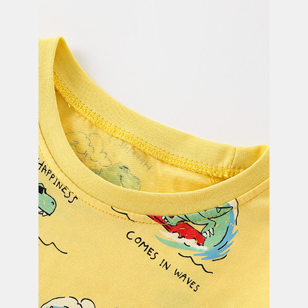 MyKids-USA® Boys’ Cartoon Dinosaur Pattern Short Sleeves T-Shirt In European And American Style