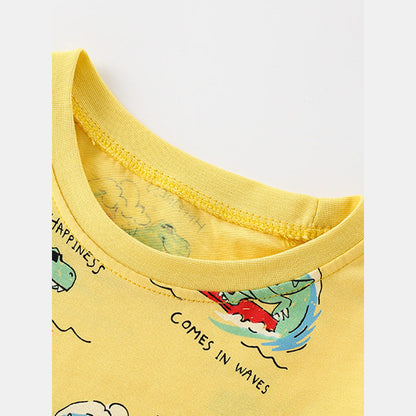 MyKids-USA® Boys’ Cartoon Dinosaur Pattern Short Sleeves T-Shirt In European And American Style