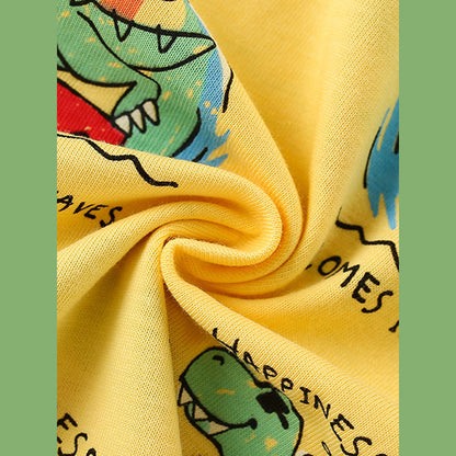 MyKids-USA® Boys’ Cartoon Dinosaur Pattern Short Sleeves T-Shirt In European And American Style