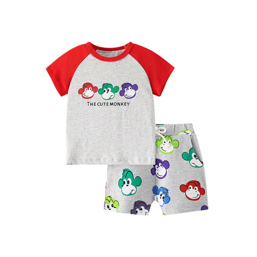 MyKids-USA® Baby Kids Boys Cute Monkey Cartoon Pattern T-Shirt And Shorts Clothing Set