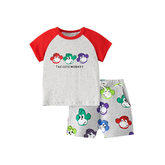 MyKids-USA® Baby Kids Boys Cute Monkey Cartoon Pattern T-Shirt And Shorts Clothing Set