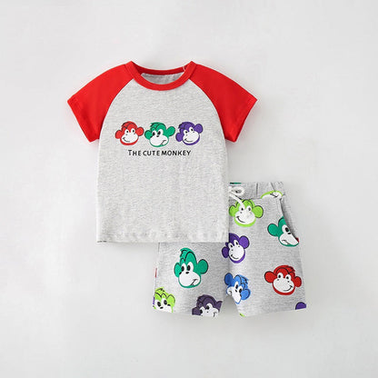 MyKids-USA® Baby Kids Boys Cute Monkey Cartoon Pattern T-Shirt And Shorts Clothing Set