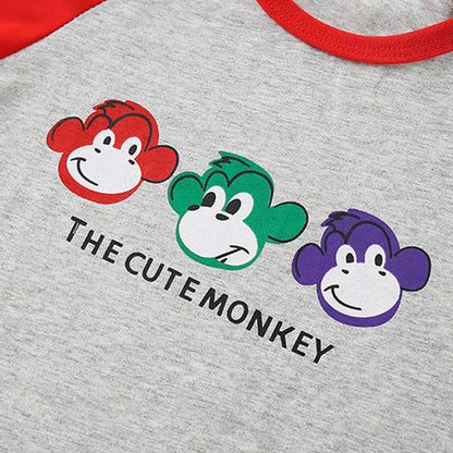 MyKids-USA® Baby Kids Boys Cute Monkey Cartoon Pattern T-Shirt And Shorts Clothing Set
