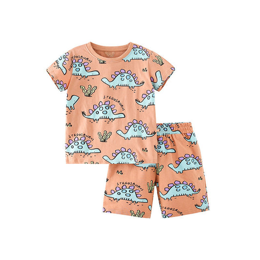 MyKids-USA® Baby Kids Boys Dinosaur Cartoon Pattern T-Shirt And Shorts Clothing Set