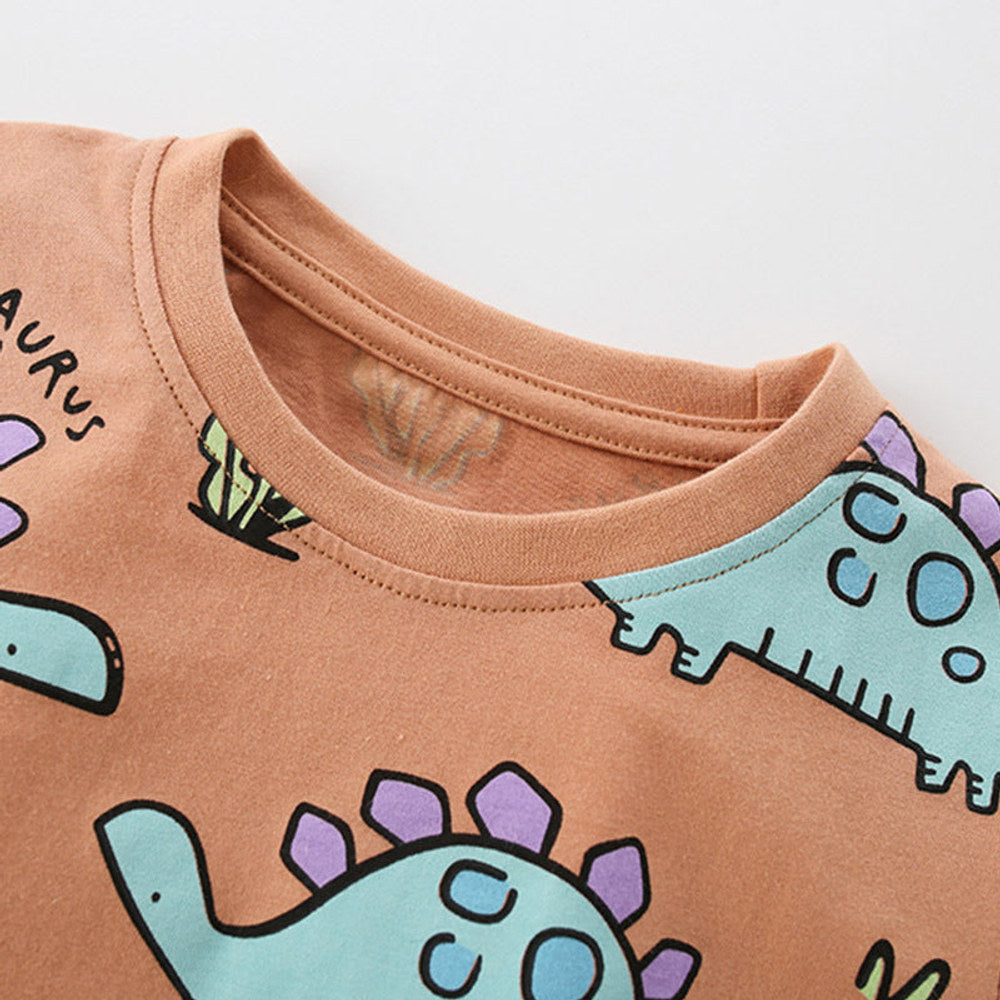 MyKids-USA® Baby Kids Boys Dinosaur Cartoon Pattern T-Shirt And Shorts Clothing Set