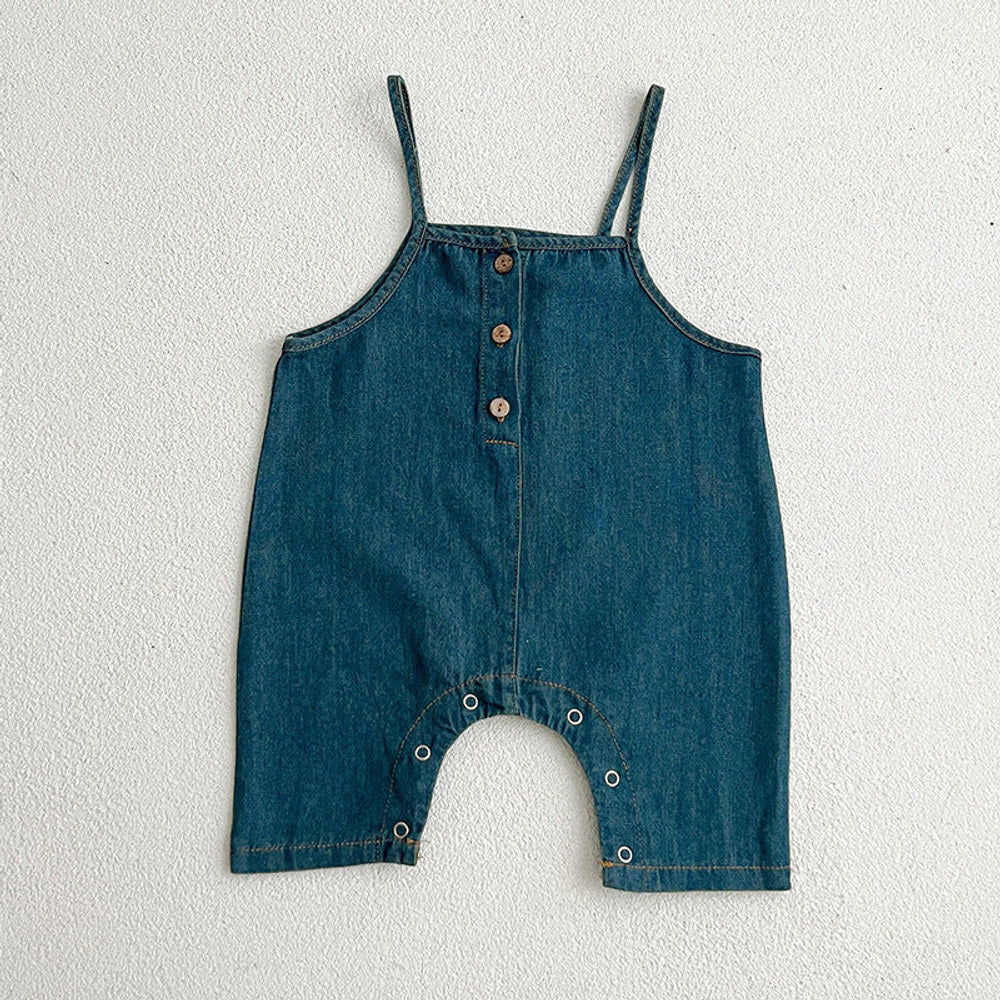 MyKids-USA® Baby Kids Unisex Solid Color Short Sleeves White T-Shirt And Denim Overalls Romper – Baby Clothing Set