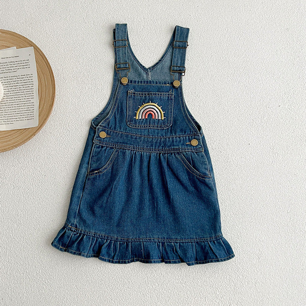 MyKids-USA® Design Boys And Girls Rainbow Pattern Sleeveless Strap bodysuit or Dress – Denim Brother And – Sister Matching