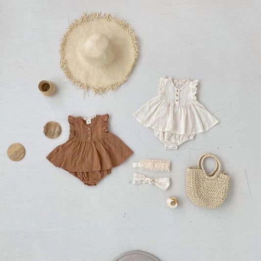 MyKids-USA® Best Quality Baby Girls Fly Sleeves Simple Style Top Dress And Bloomers Clothing Set