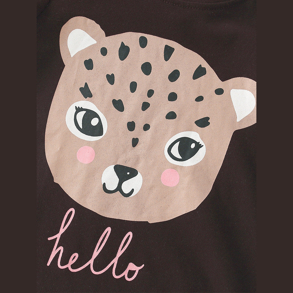 MyKids-USA® Baby Kids Girls Leopard Cartoon Print T-Shirt And Pants Clothing Set