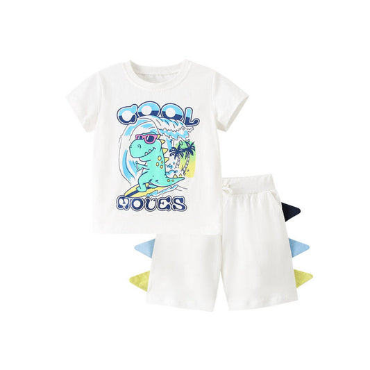 MyKids-USA® Baby Kids Boys Refreshing Dinosaurs Cartoon Pattern T-Shirt And Shorts Clothing Set