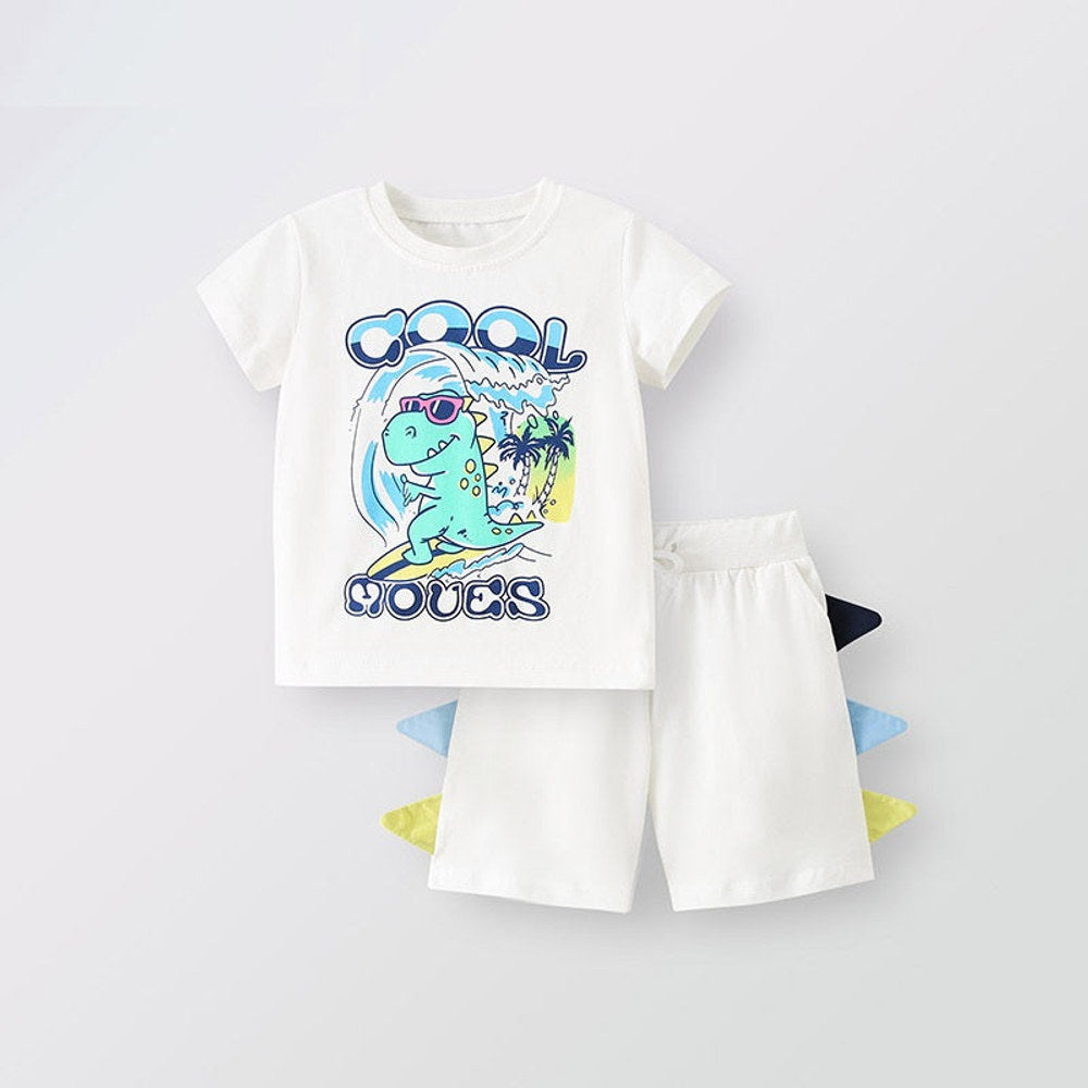 MyKids-USA® Baby Kids Boys Refreshing Dinosaurs Cartoon Pattern T-Shirt And Shorts Clothing Set