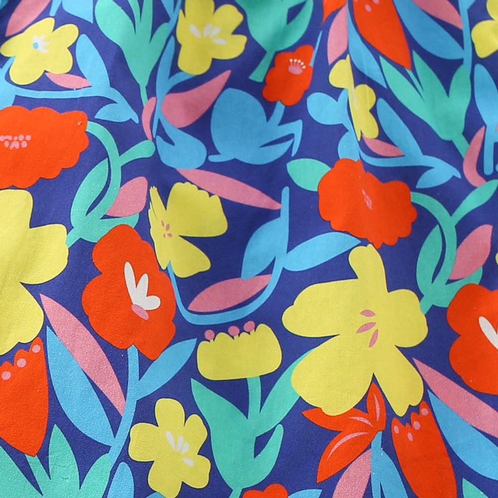MyKids-USA® New Design Girls’ Colorful Flowers Pattern Single Breasted Fly Sleeves Dress