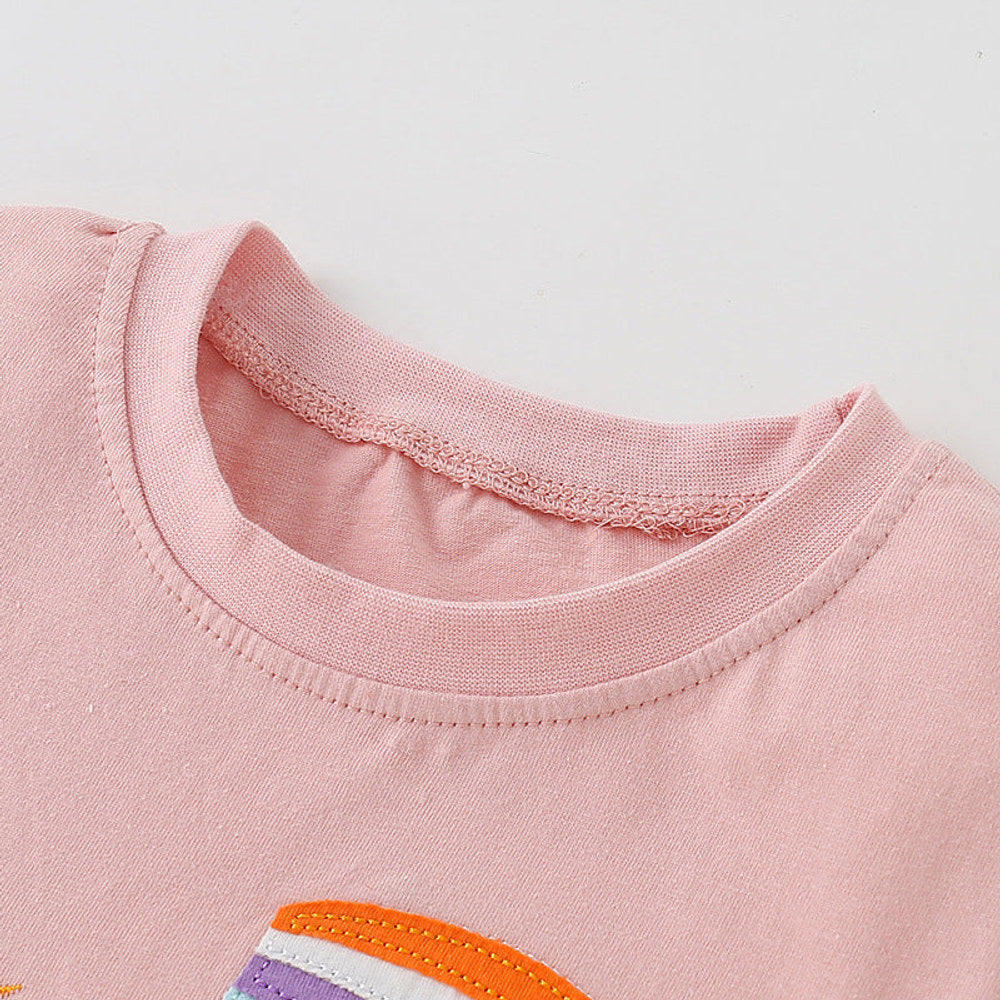 MyKids-USA® Girls’ Cartoon Rainbow Digger Pattern Short Sleeves T-Shirt In European And American Style