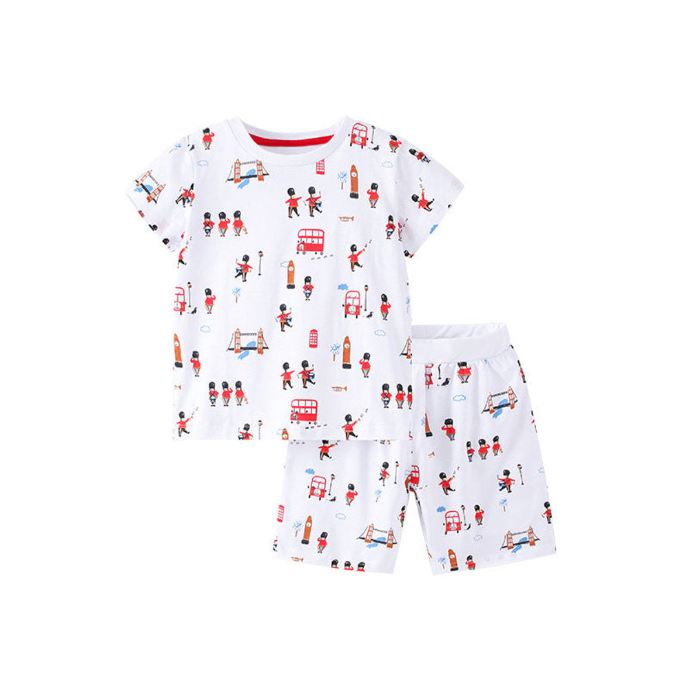 MyKids-USA® Baby Kids Boys Cartoon Royal Guard Pattern T-Shirt And Short Clothing Set