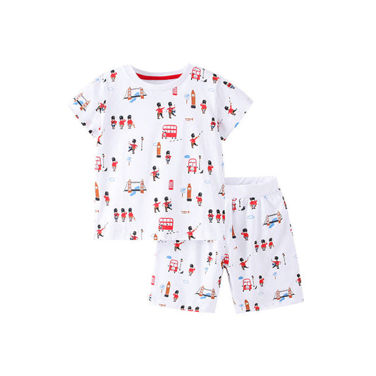 MyKids-USA® Baby Kids Boys Cartoon Royal Guard Pattern T-Shirt And Short Clothing Set