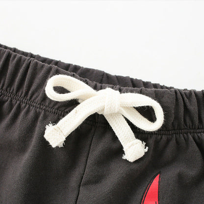 MyKids-USA® High Quality Boys’ Grey Soft Cotton Fierce Bull Pattern Shorts