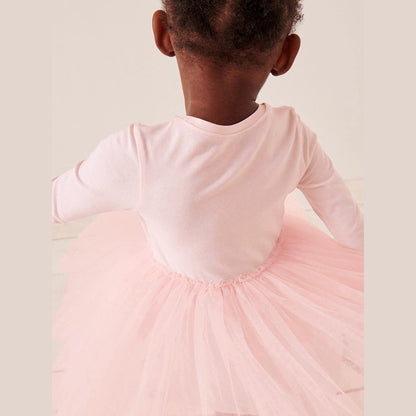 MyKids-USA® Design Girls Dancers Cartoon Pattern Crew Neck Long Sleeves Tulle Patchwork Dress