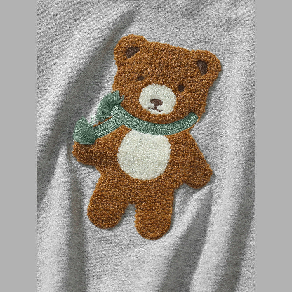 MyKids-USA® Girls Teddy Bear Pattern Long Sleeves Top Sweatshirt And Black Pants Clothing Set