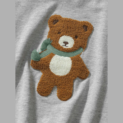 MyKids-USA® Girls Teddy Bear Pattern Long Sleeves Top Sweatshirt And Black Pants Clothing Set