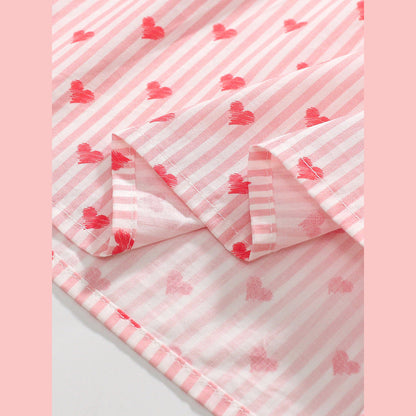 MyKids-USA® Design Girls Striped And Heart Pattern Preppy Collar Long Sleeves Princess Dress